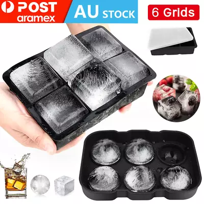 6 Large Ball Maker Whiskey Mould Big Mold Sphere Round Silicone Ice Cube Tray • $14.10