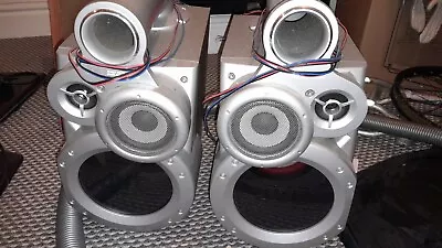 £62 • Buy JVC SP-MXGT91R Bi-Wired Mega Bass Giga Tube Speakers 'Silver' 90's Retro