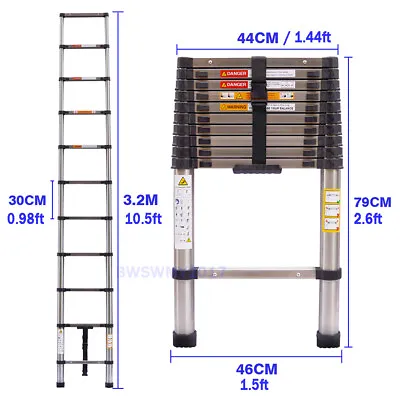 3-5M Folding Multi-Purpose Telescopic Ladder A Frame / Straight Ladders Extend • $66.90