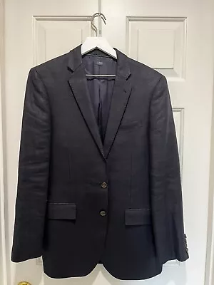 J Crew Ludlow Solid Dark Navy Linen Sport Coat Size 38R Slim Fit • $50