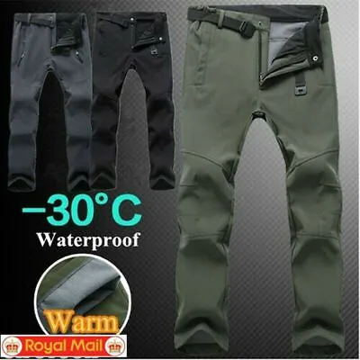 Men’s Thermal Fleece Lined Elasticated Cargo Combat Work Walking Trousers Pants • £5.99