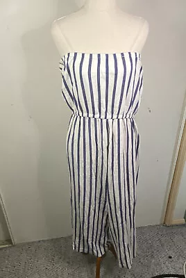 $26 • Buy French Connection Ladies Blue And White Jumpsuit Size 12