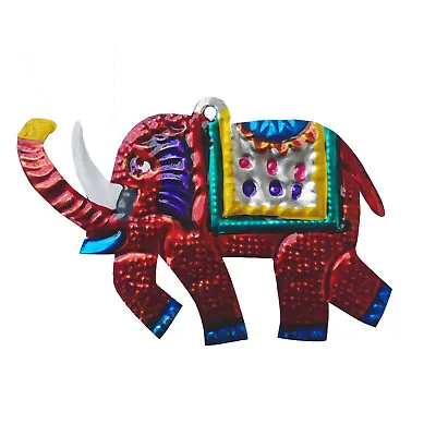 ELEPHANT Hand-Punched Tin Christmas Ornament | Colorful Mexican Folk Art Mexico • $4.75