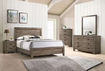 NEW 5PC Rustic Brown Queen King Twin Full Bedroom Set Modern Furniture B/D/M/N/C • $1039.99