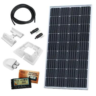 £299.99 • Buy 150W 12 Volt Dual Battery Solar Panel Charging Kit For Motorhome, Caravan, Boat