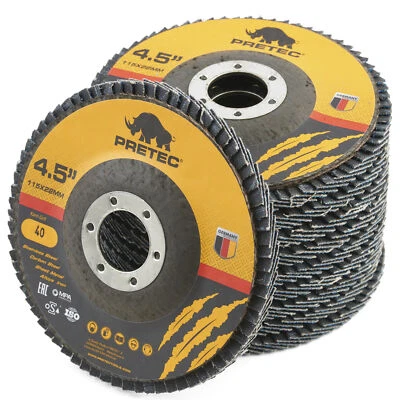 £11.49 • Buy 10 X Pretec Flap Grinding Sanding Discs 115mm 4.5  40 60 80 120 Grit Angle Wheel