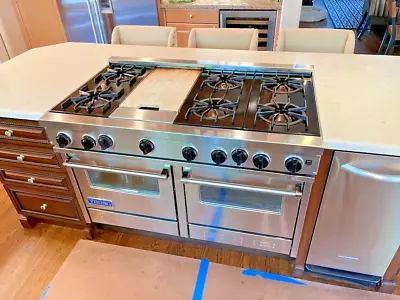 Reconditioned Viking 48” All Gas Stainless Range Griddle 6 Open Burners 2 Ovens • $4595