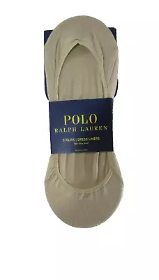 NWT Polo Ralph Lauren Mens Dress Liners Socks 3 Pairs Khaki MSRP$22 • $12.99