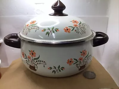 VINTAGE COUNTRYSIDE COLLECTION - ENAMEL CASSEROLE/SOUP STOCK POT - Good Cond • $20