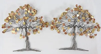 Jere Style Vintage Handmade 17  Wire Autumn Tree Wall Sculpture Pair Mid Century • $209.99