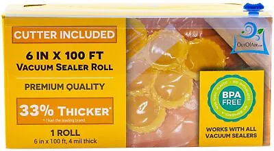 $24.46 • Buy 6  X 100' Mega Roll & Cutter Box Vacuum Sealer Bags Roll (No More Scissors) 4...