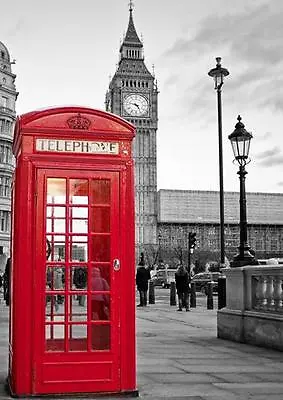 LONDON CITY RED TELEPHONE BOX & BIG BEN POSTER Wall Art Photo Print  A3 A4 • £6.97