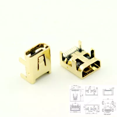 10Pcs Gold Plated Mini USB 8 Pin Female Jack PCB SMT Socket Connector For DIY • $1.31