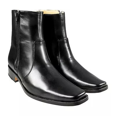 El Besserro Men's Dress Ankle Boots Genuine Leather Color Black Botin De Vestir • $89.99