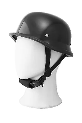 German Novelty Shiny Black Motorcycle Half Helmet • $29.50