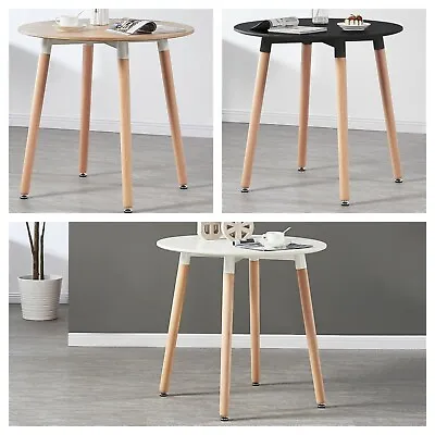 £75 • Buy Halo Round Dining Table Black White Oak Retro Design Wood Legs - 80cm Diameter