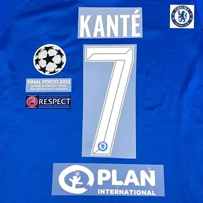 Chelsea KANTE #7 Nameset + Patch Set Champions League Final Porto 2021 Badge • £28