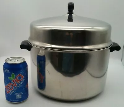 Farberware 8 Qt Stock Pot W/ Dome Lid Stainless Aluminum Clad Dutch Oven USA Vtg • $29.99