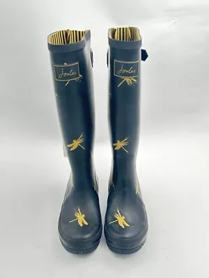 Joules Womens Wellington Boots Black Dragonfly - Size 5 • $39.95