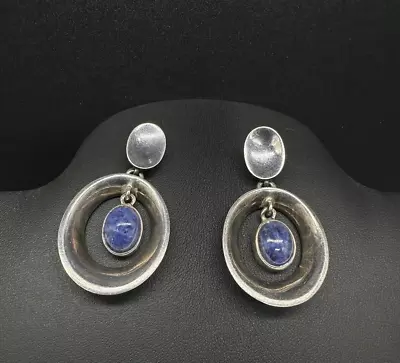 Taxco Mexican Blue Lapis Lazuli 925 Sterling Silver Earrings 1.75  • $44.98