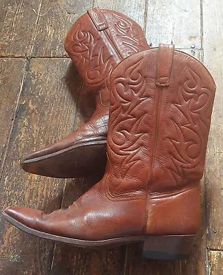 £95 • Buy Sancho Vintage Brown Leather Cowboy Boots UK S.9.5 , Stitch/tab Design, Unisex.