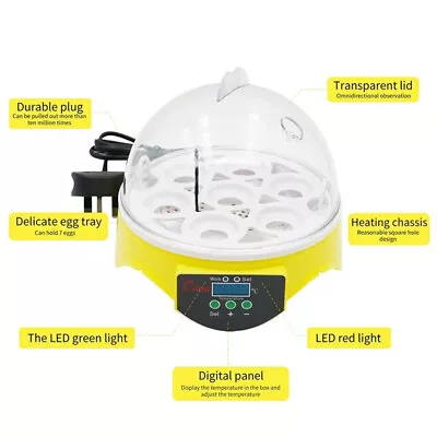 7 Eggs Incubator Automatic Digital LED Hatch Turning Chicken Duck Quail Poultry • £22.68
