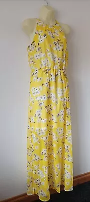 Quiz Uk12 Yellow Floral Maxi Dress • £7.99