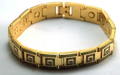 Mens 8.5 In Grecian Gold Healing Magnetic Therapy Link Bracelet: Helps Pain! • $16.99