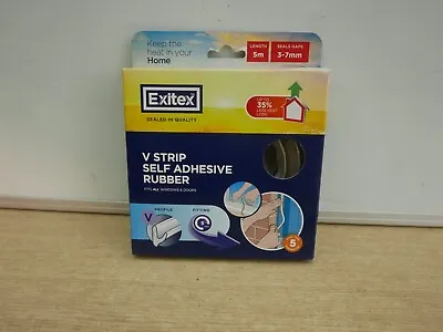 Exitex 5 Metres Brown V Strip Rubber Self Adhesive Draught Seal • £7.89