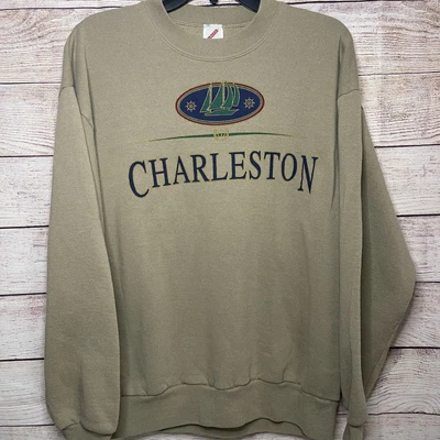 $30 • Buy Vintage Charleston SC Sweatshirt Large Tan Beige Jerzees South Carolina L