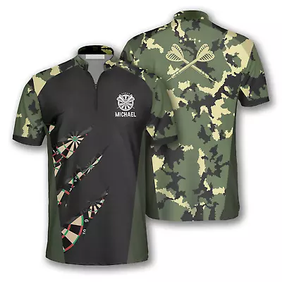 Military Print Custom Darts Jerseys For Men Perfect Shirt For Dart Player Camo • $28.99