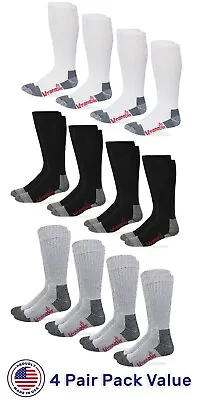 Wrangler Riggs Workwear Mens Tall 80% Cotton Cushion Over The Calf Boot Socks 4P • $18.99