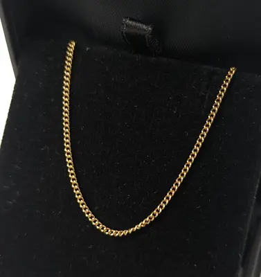 Vintage Solid 9ct Yellow Gold Curb Link Chain Necklace 45cm Long 2mm Thin 2.6g • $399