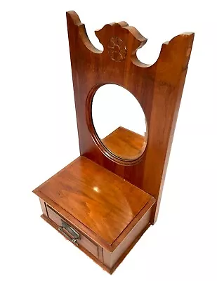 Antique Mahogany Framed Entrance Hall Mirror / Key Box / Unit / Wall Hanging • £75