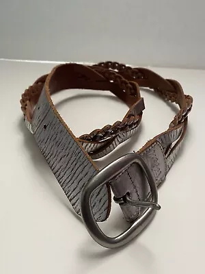 Fossil Women's Brown Silver Metallic Braided Leather Size M Belt • $18.99