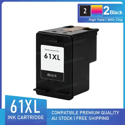 2x BLACK Ink Cartridges For HP 61 XL Envy 4500 4504 5530 Officejet 2620 4630 • $46