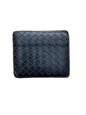 Bottega Veneta Bifold Wallet Men Black Woven Leather • $199