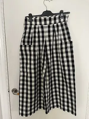 Cabbages & Roses Check Gingham Wide Leg Trousers  Size 8 • £45