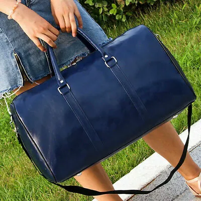 Man Vintage Leather Duffle Weekender Overnight Bag Travel Large Luggage Handbag/ • £13.07