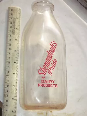 Clear Square Pyroglazed 1 Qt. Shenandoah's Pride Dairy Products Milk Bottle • $16.70