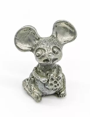 Vintage Solid Pewter Mouse With Cheese Figurine By Yorkshire Designs 1  Tall • $10