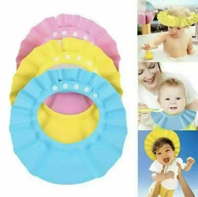 £3.29 • Buy Baby Shower Cap Shield Waterproof Bath Hat Adjustable Kids Shampoo Hair Wash UK