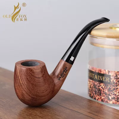 Handmade Rosewood Tobacco Pipe Bent Curved Stem 9mm Filter Classic Smoking Pipe • $36.29