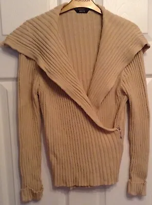£3.99 • Buy Ladies Beige Shawl Collar Wrapover Cardigan Size 14