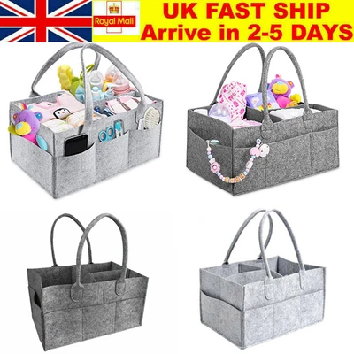 £5.49 • Buy Felt Baby Diaper Organizer Caddy Changing Nappy Kids Storage Carrier Grey Bag UK