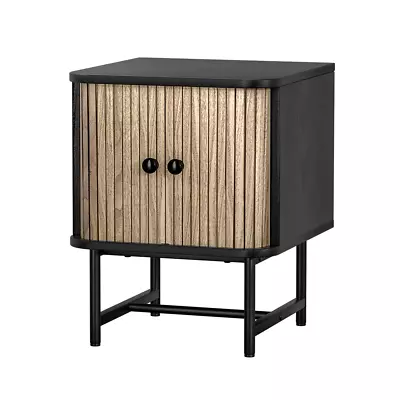 Artiss Bedside Table Side End Table Slidng Doors Storage Nightstand Black BORIS • $74.24