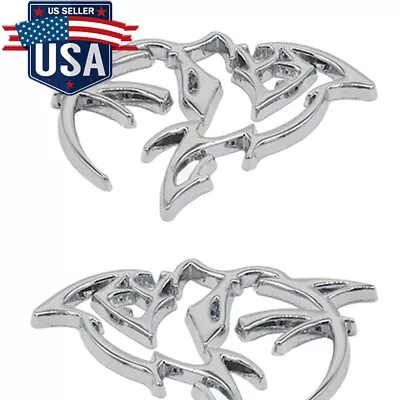 2x Metal Devil Cat Hellcat Demon Fender Side Emblem Badges Gloss Silver Decal • $17.88