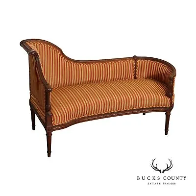 Antique French Louis XVI Style Walnut Chaise Lounge • $2395