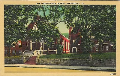 Vintage Virginia Linen Postcard Martinsville Presbyterian Church • $0.99