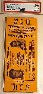 1965 Boxing Full Ticket Ali Vs Liston Ist Round Ko Psa Nm-mt 8 Gold Var. • $349.95